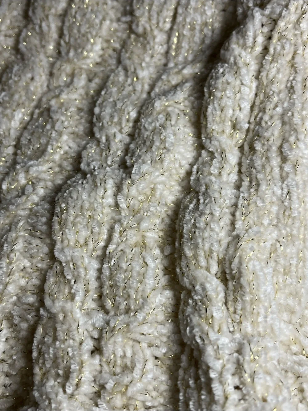 Badgley Mischka Cream Knit Sweater with Gold Threading
